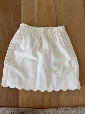 J Crew white Scalloped Mini Skirt linen Cotton blend